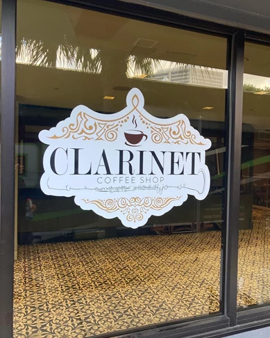 Custom Decal for the Clarinet Coffee Shop 